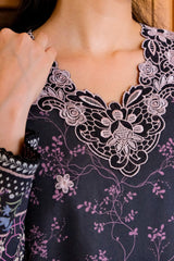 Nura By Sahar Stitched 3 Piece Emb Lawn Vol-02 Collection'2025-SSPN-ZA-07-Midnight Petals