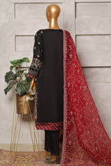 Bin Saeed Stitched 3 Piece Festive Formals Emb Organza Collection'2024-STS-348-Black