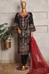 Bin Saeed Stitched 3 Piece Festive Formals Emb Organza Collection'2024-STS-348-Black