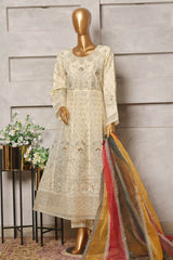 Bin Saeed Stitched 3 Piece Festive Formals Emb Organza Collection'2024-STS-350-White