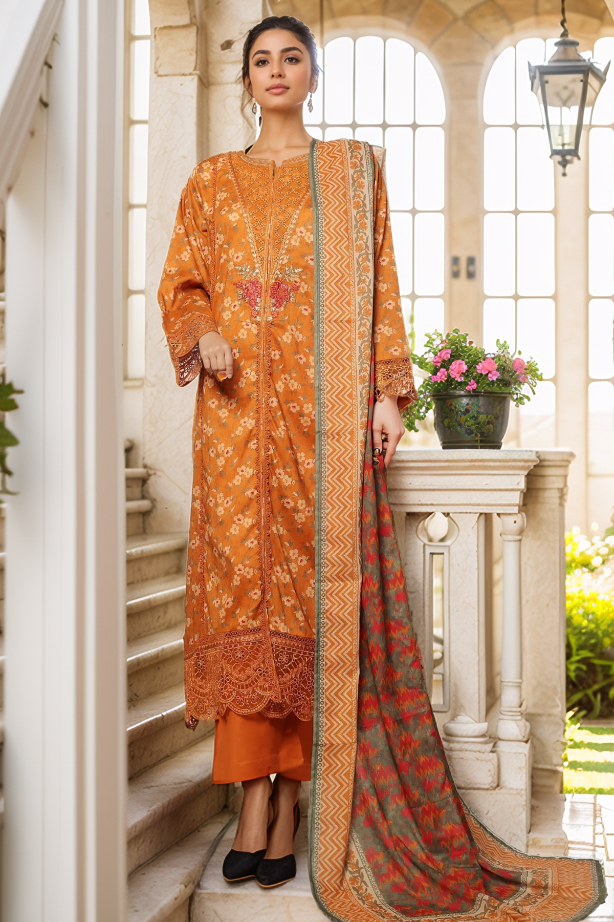 Sada Bahar Stitched 3 Piece Festive Emb Lawn Vol-01 Collection'2025-D-5313-Mustard