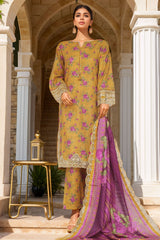 Sada Bahar Stitched 3 Piece Emb Khaddar Vol-03 Collection'2024-CW-ED-8153-Golden