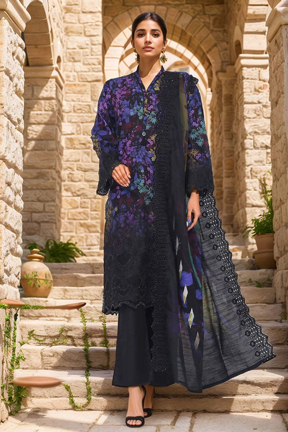 Sada Bahar Stitched 3 Piece Laser Cutwork Chikankari Vol-01 Collection'2024-D-08-A-Purple
