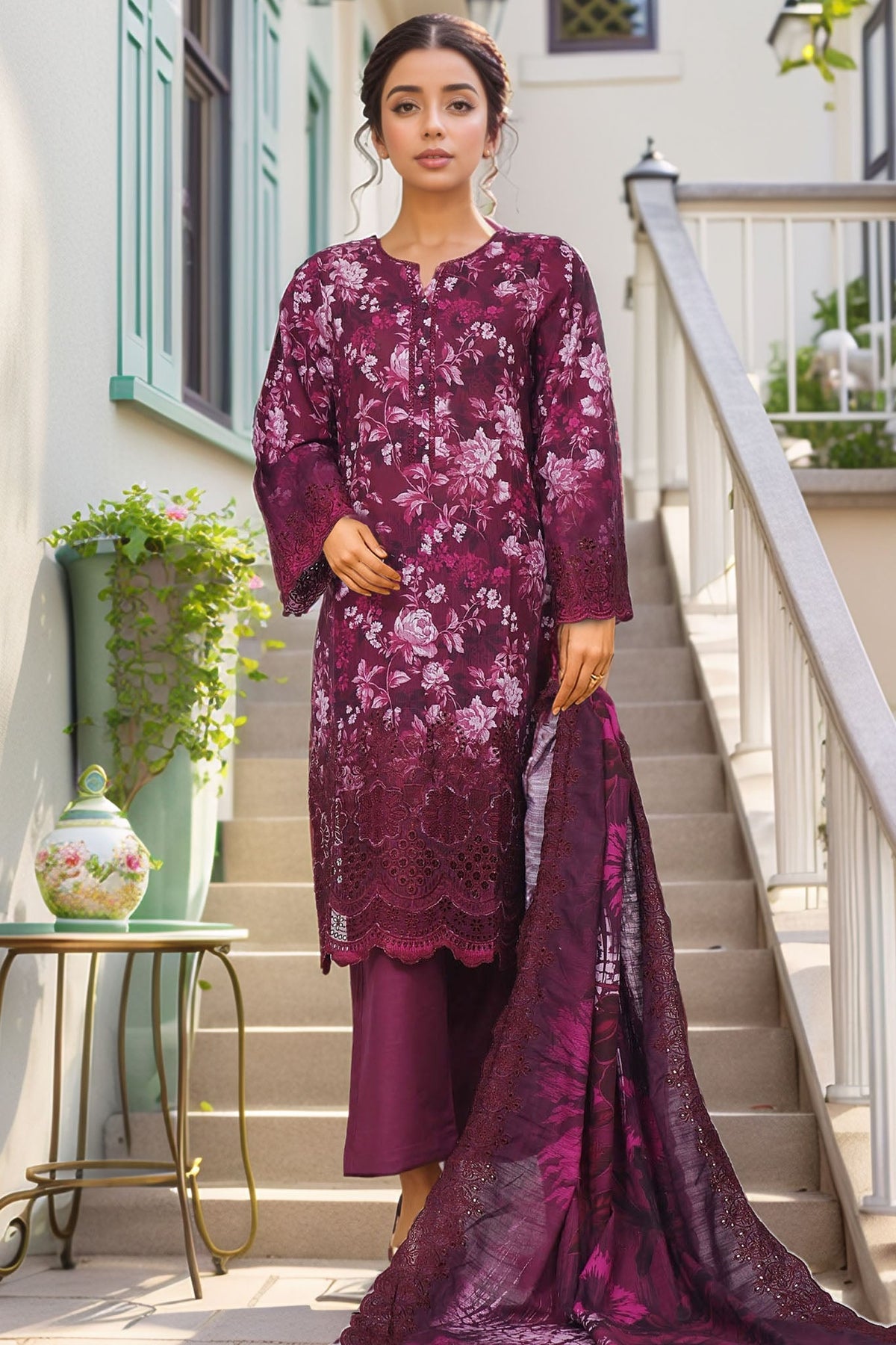 Sada Bahar Stitched 3 Piece Laser Cutwork Chikankari Vol-02 Collection'2024-CK-07-Purple