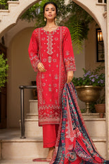 Sada Bahar Stitched 3 Piece Premium Emb & Printed Lawn Collection'2024-D-1068-Red