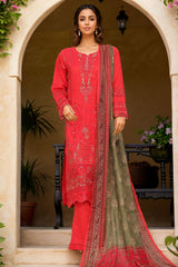 Sada Bahar Stitched 3 Piece Premium Emb & Printed Lawn Collection'2024-D-646-Red
