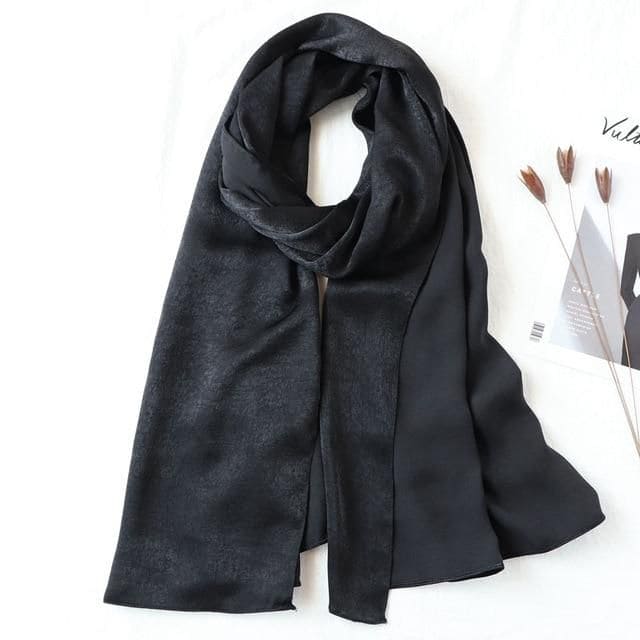 Bustangi Black  Crinkle Silk Hijab