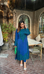 Manahils Stitched Green Embroidered Raw Silk