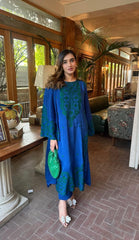Manahils Stitched Green Embroidered Raw Silk