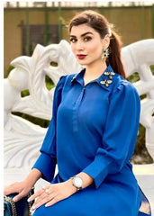 Manahils Stitched Co Ords Royal Blue Love