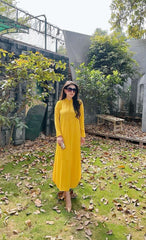 Manahils Stitched Yellow Long Button Set