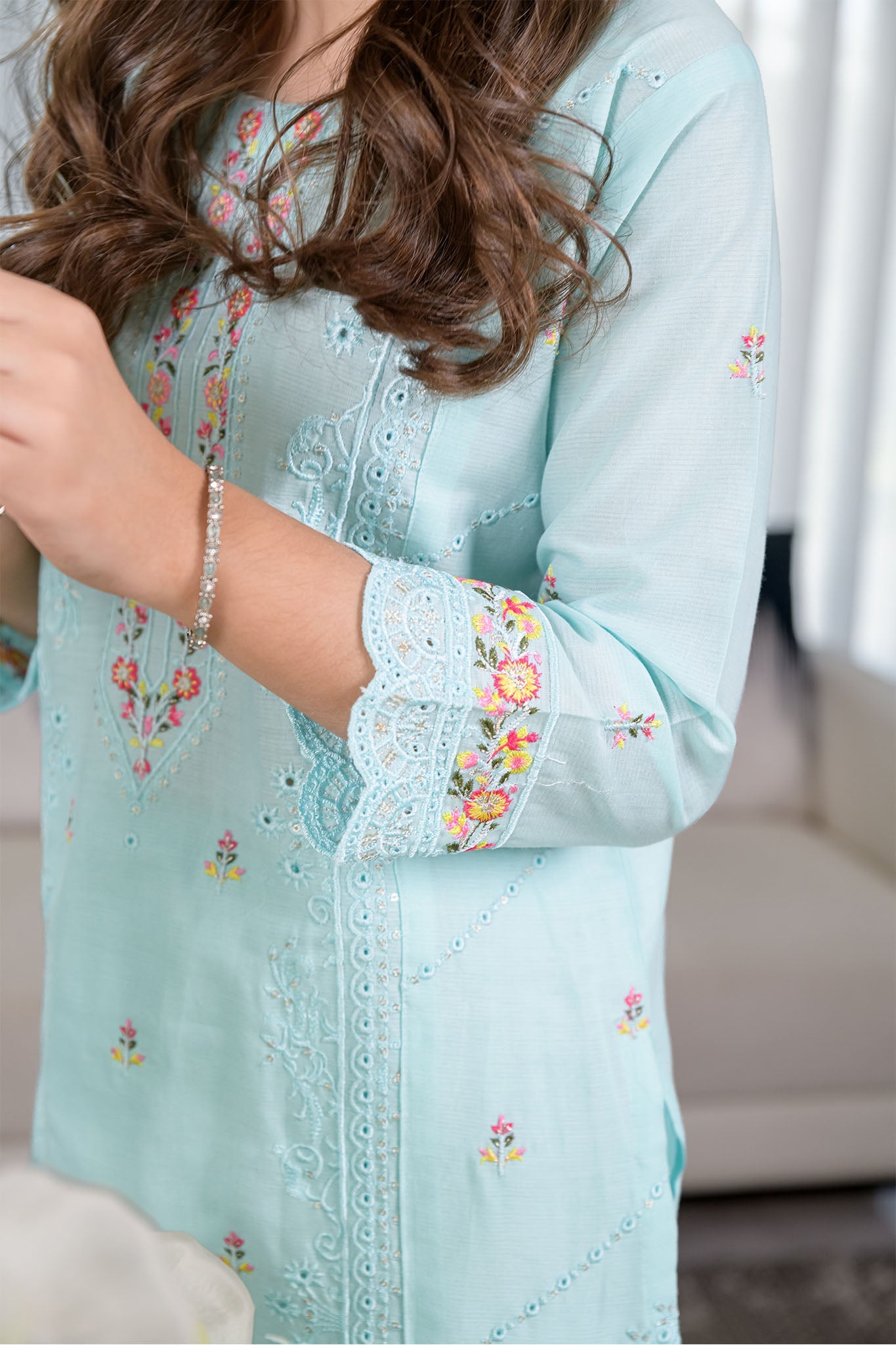 Fresh Bird Stitched 2 Piece Festive Kids Collection'2025-Sea breeze