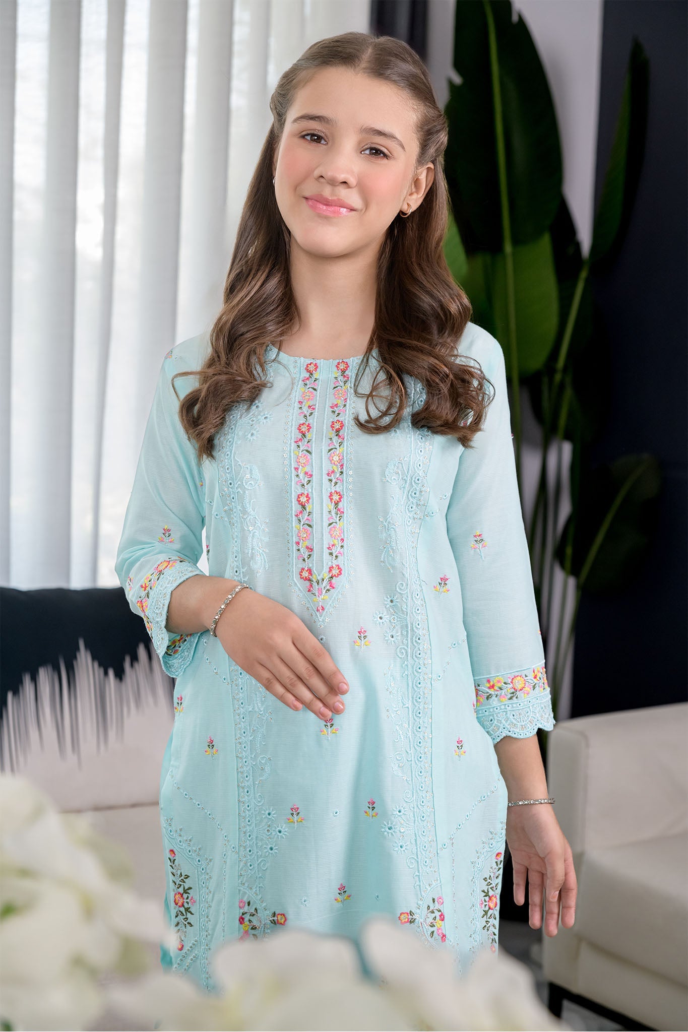 Fresh Bird Stitched 2 Piece Festive Kids Collection'2025-Sea breeze