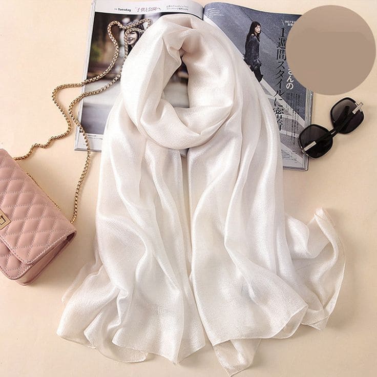 Bustangi White Crinkle Silk Hijab