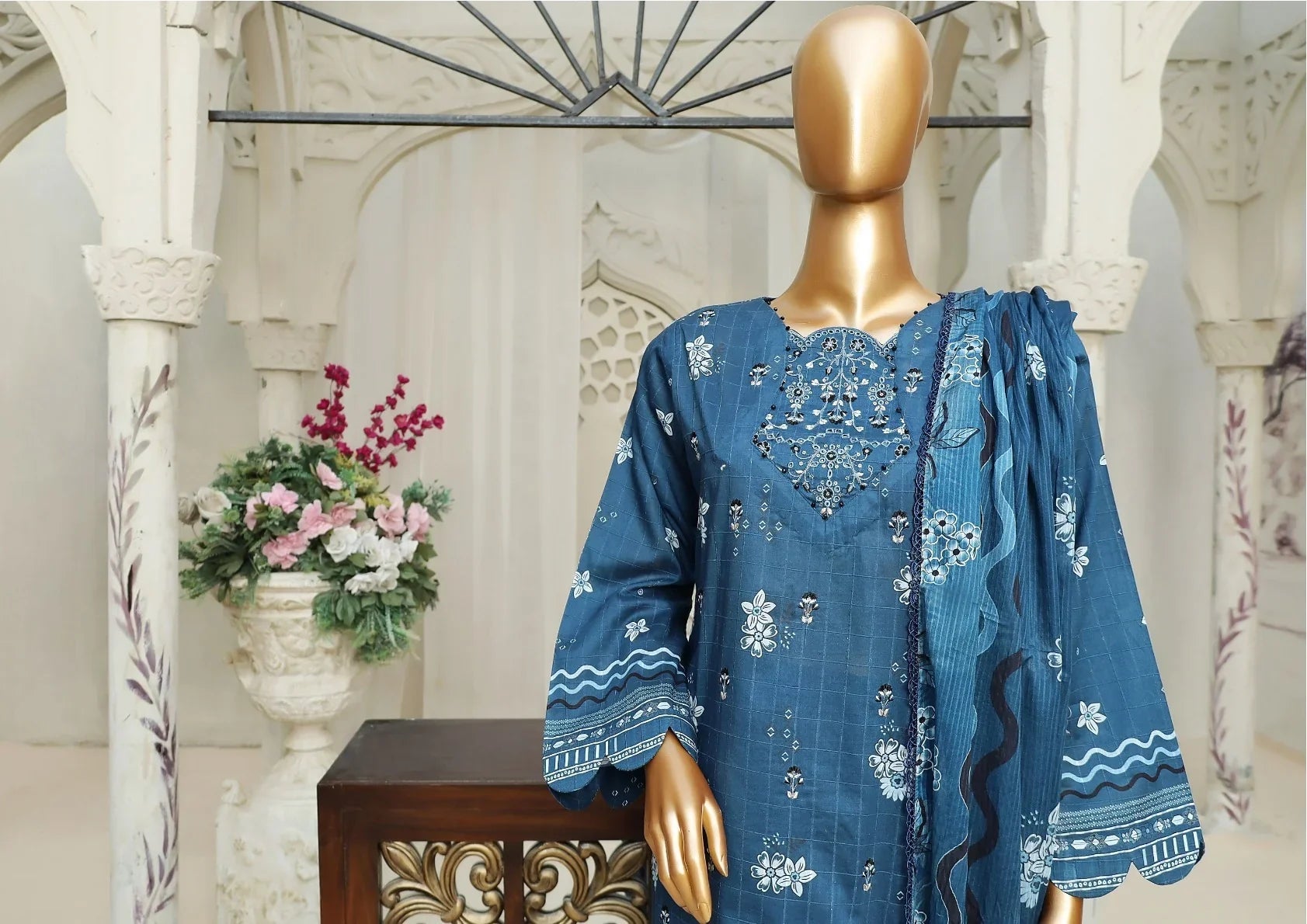 Dressline Unstitched 3 Piece Chikankari Emb  Doriya Lawn Collection