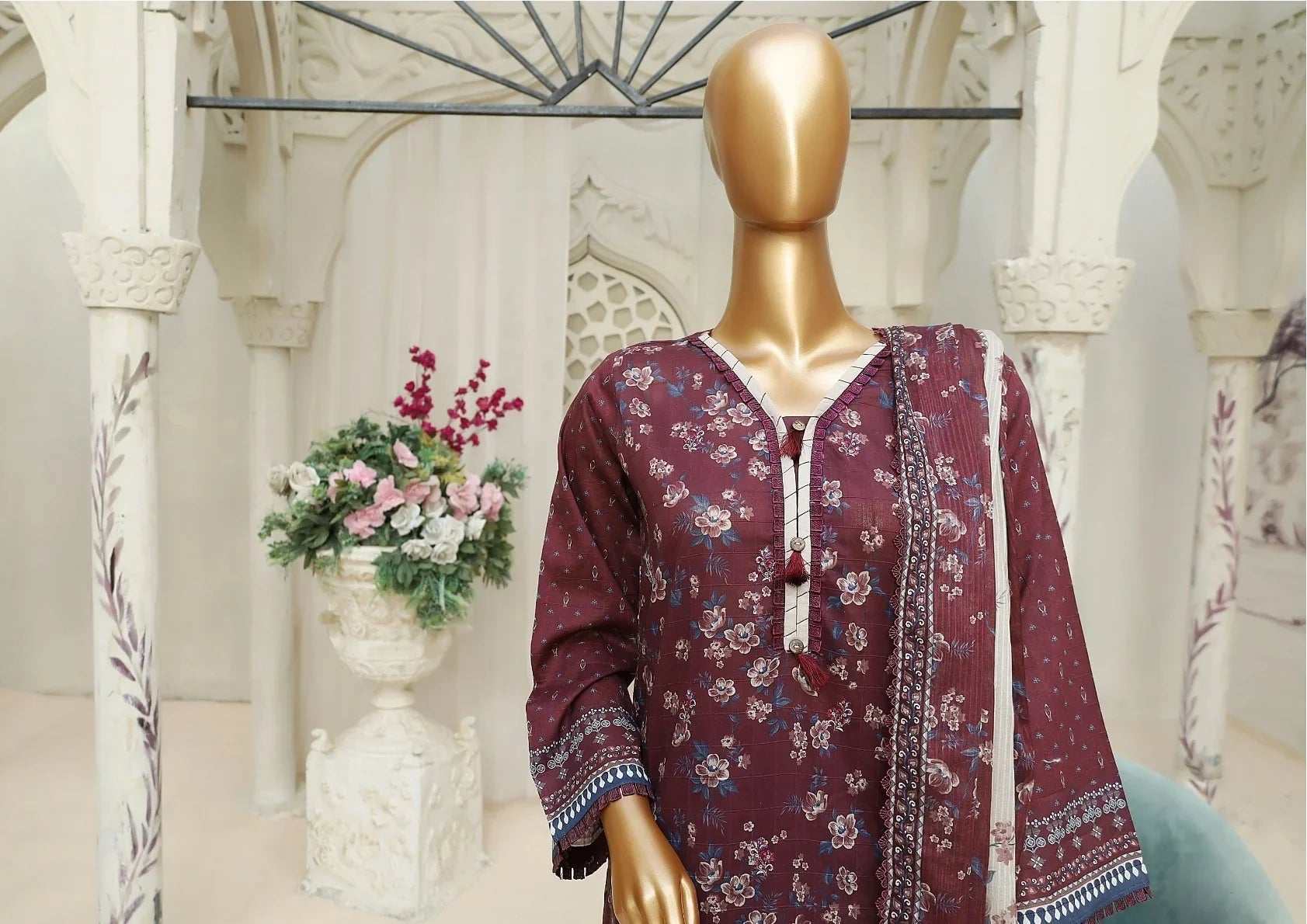 Dressline Unstitched 3 Piece Chikankari Emb  Doriya Lawn Collection