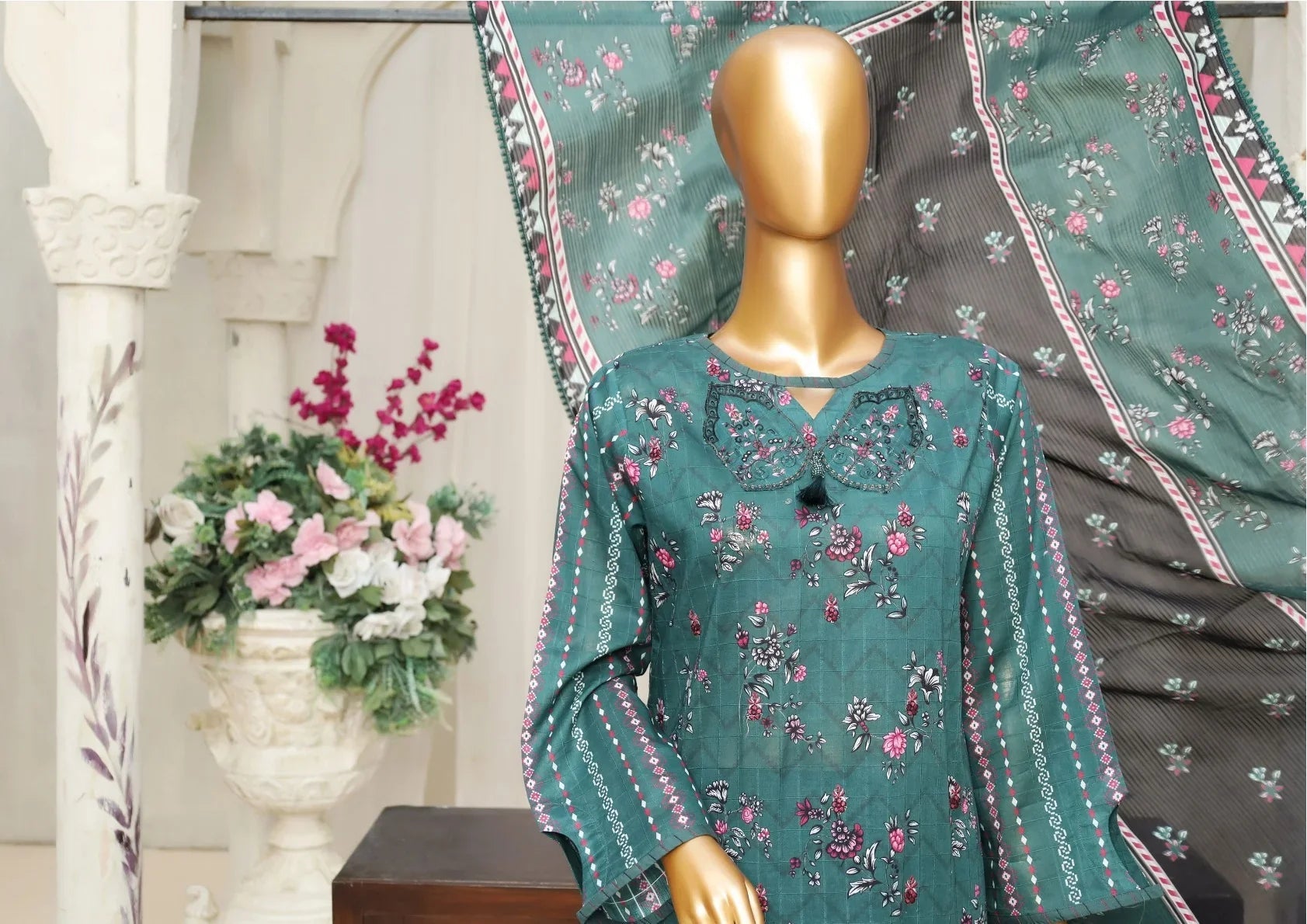 Dressline Unstitched 3 Piece Chikankari Emb  Doriya Lawn Collection