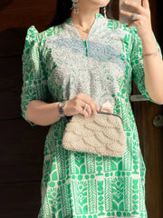 Urban Cut 2 Piece Cotton Embroidred Co- Ord Set with Farshi Salwar