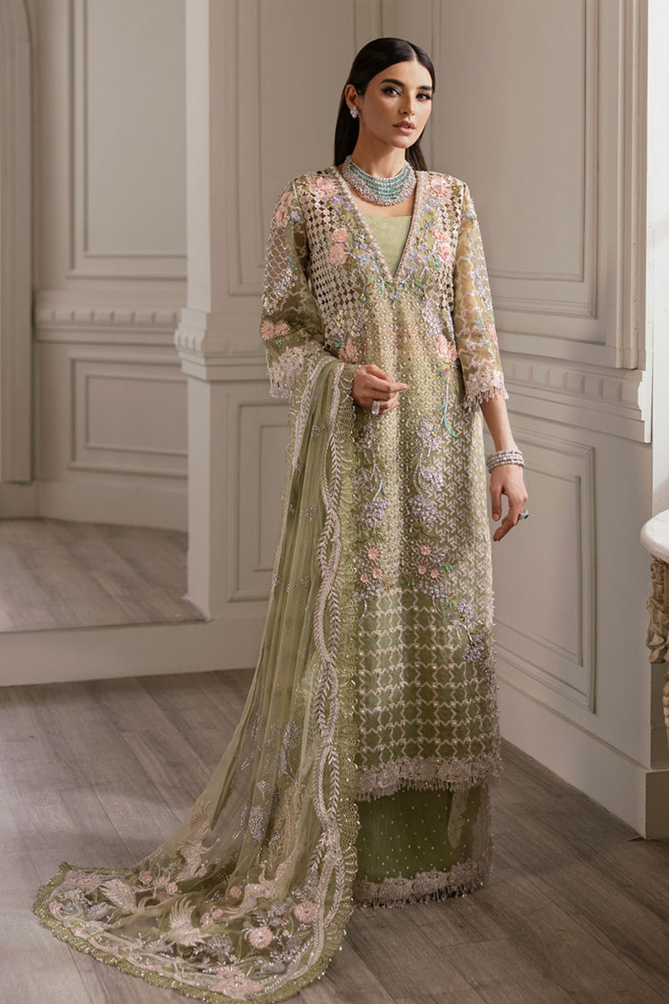 A Beautiful Chaos  Saira Shakira Unstitched 3 Piece Wedding Collection'2024-03-Sparkle Cascade