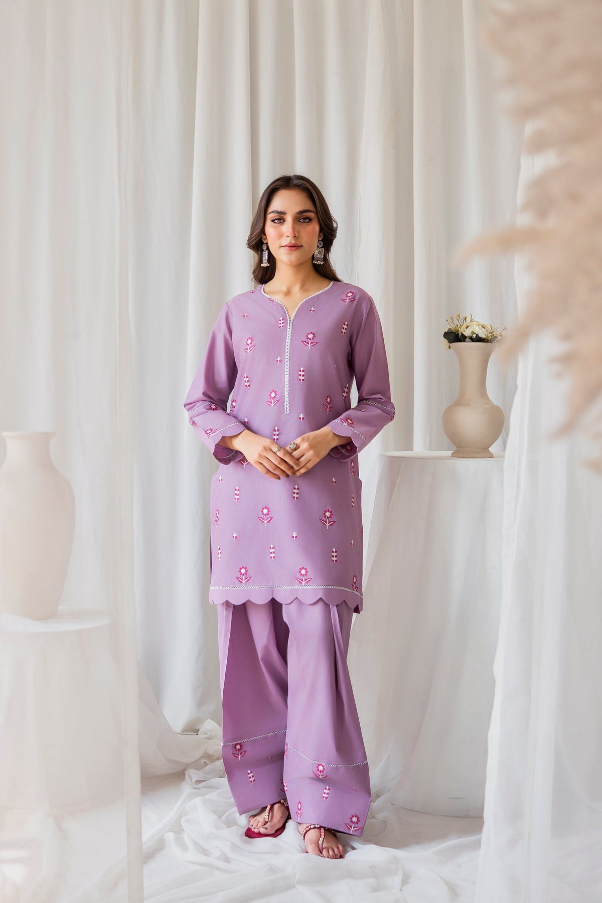 Zoya Zafar Stitched 2 Piece Cotton Collection'2025-Farshi shalwar