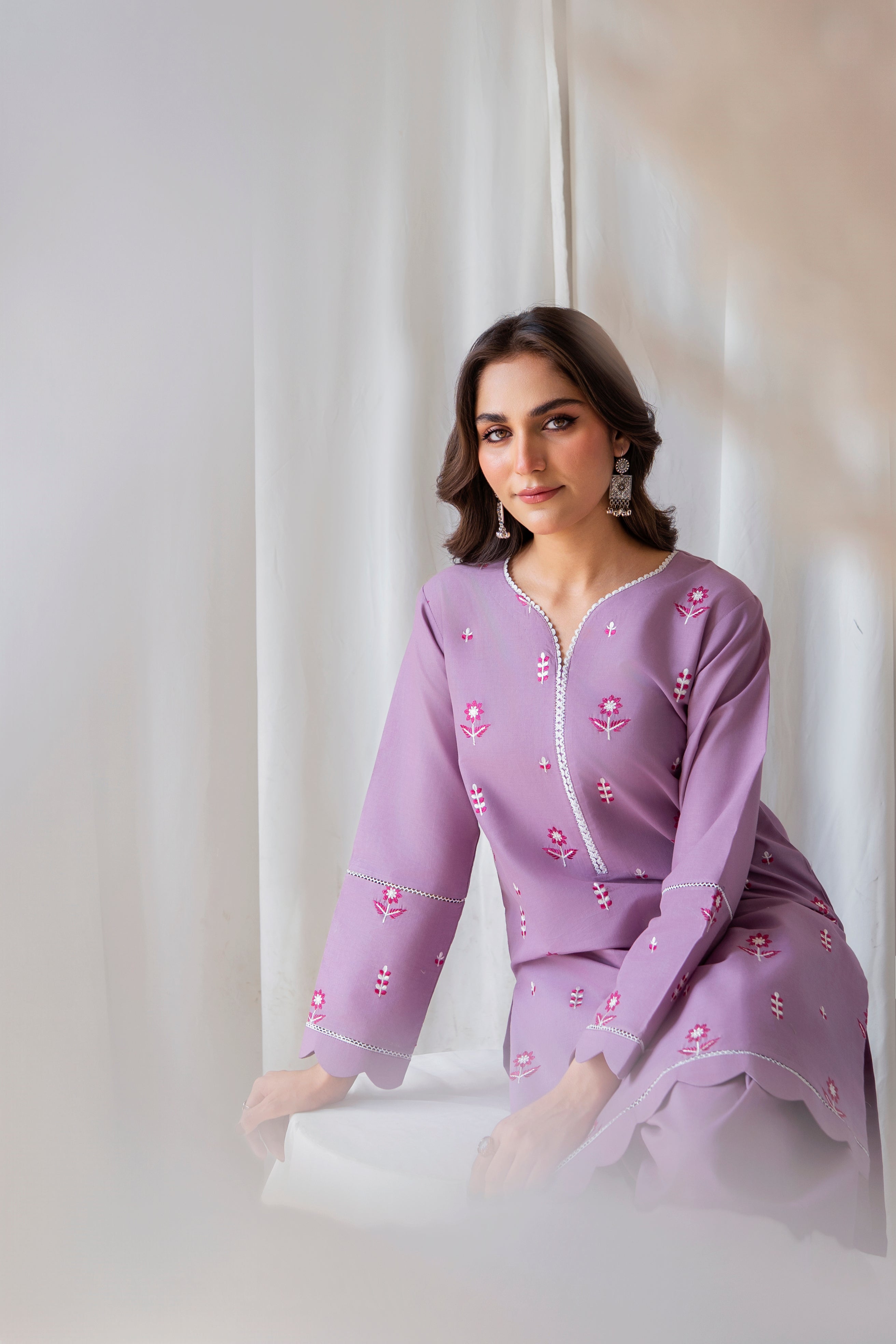 Zoya Zafar Stitched 2 Piece Cotton Collection'2025-Farshi shalwar