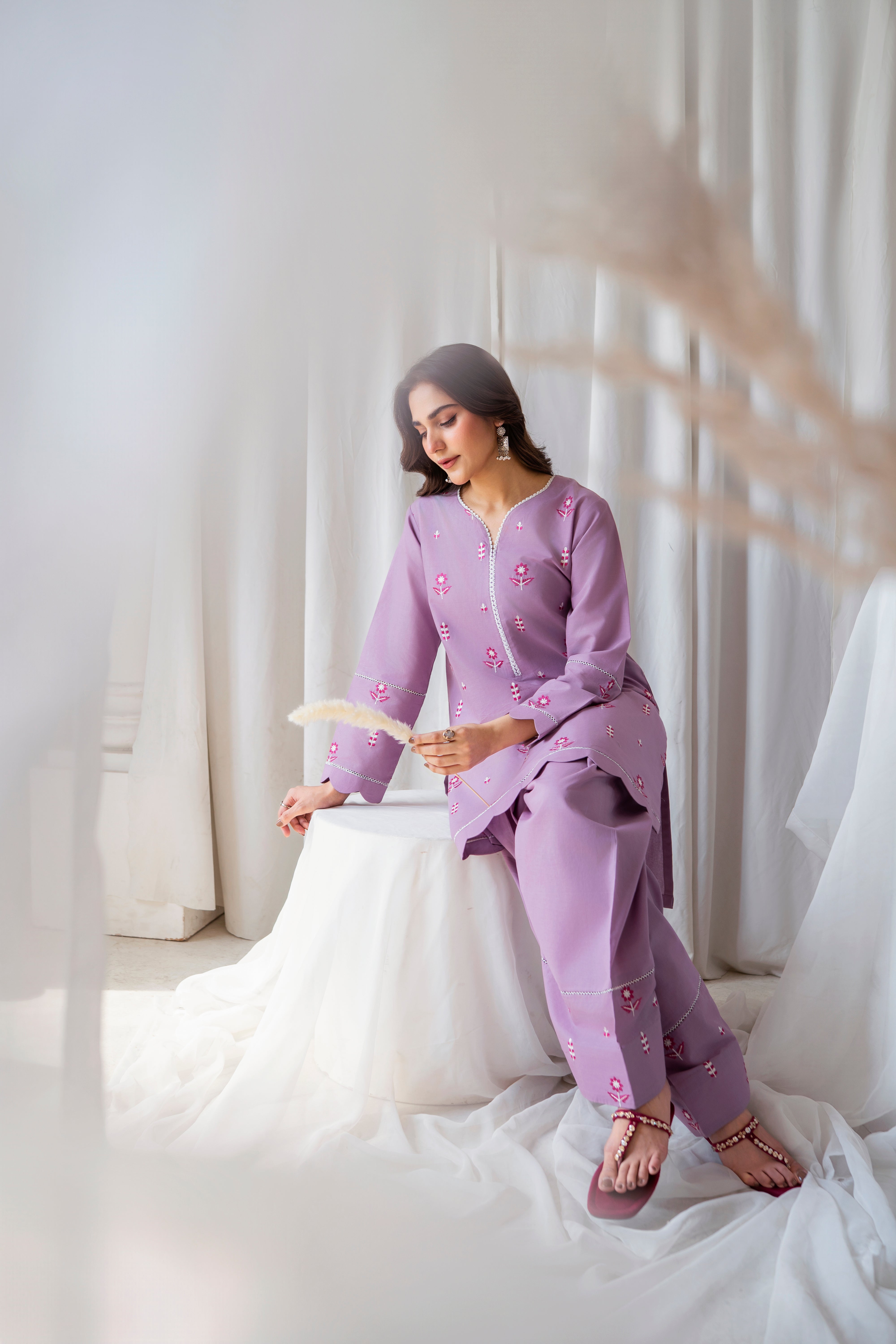 Zoya Zafar Stitched 2 Piece Cotton Collection'2025-Farshi shalwar