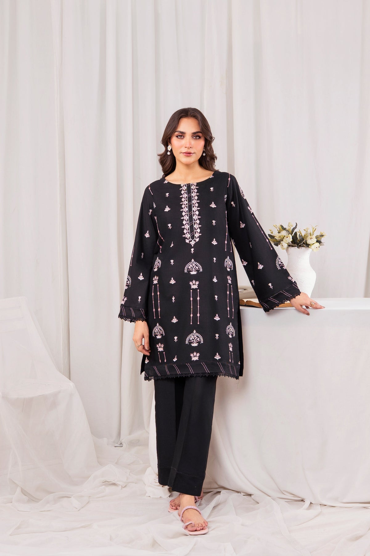 Zoya Zafar Stitched 2 Piece Cotton Collection'2025-Midnight Blossom