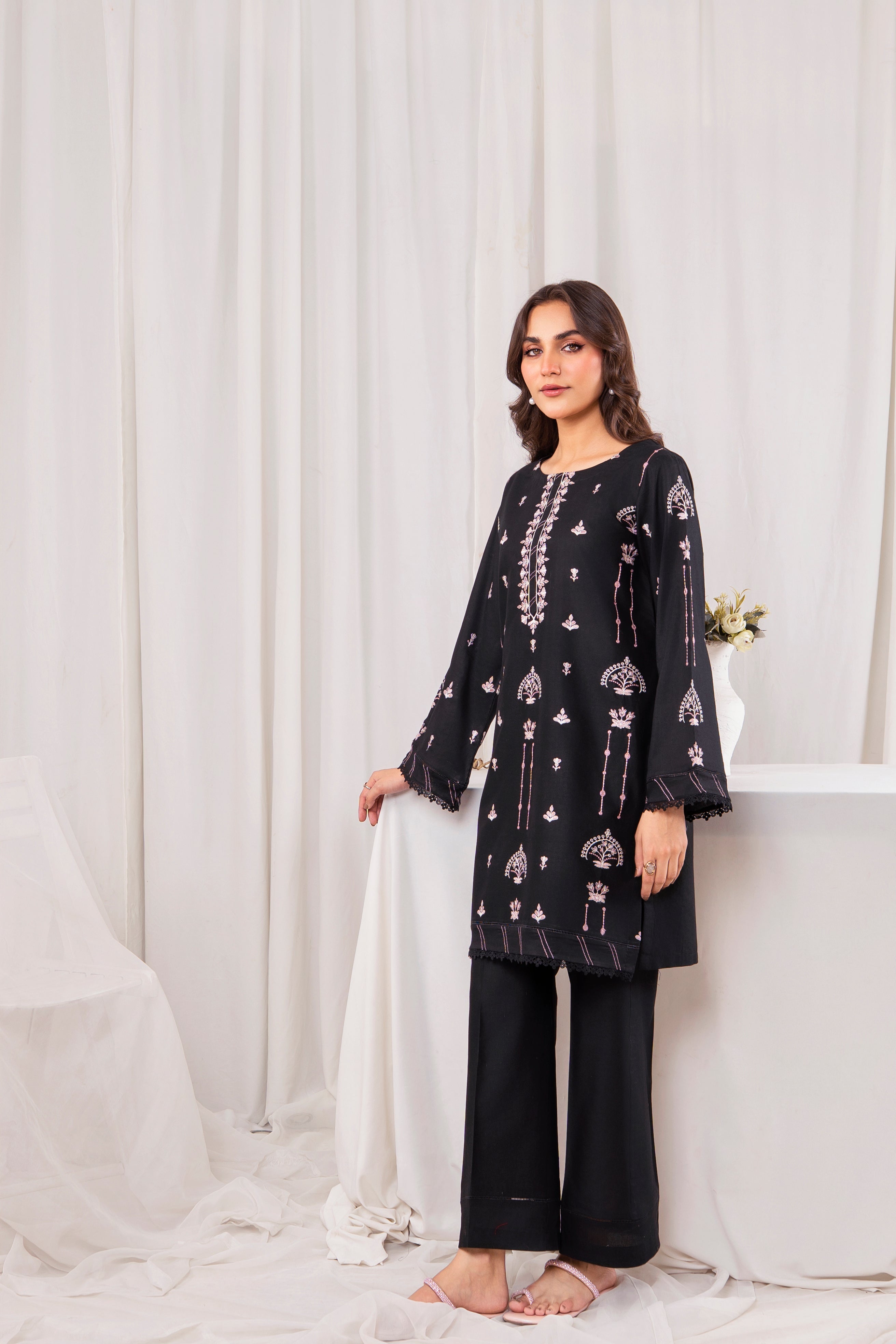 Zoya Zafar Stitched 2 Piece Cotton Collection'2025-Midnight Blossom
