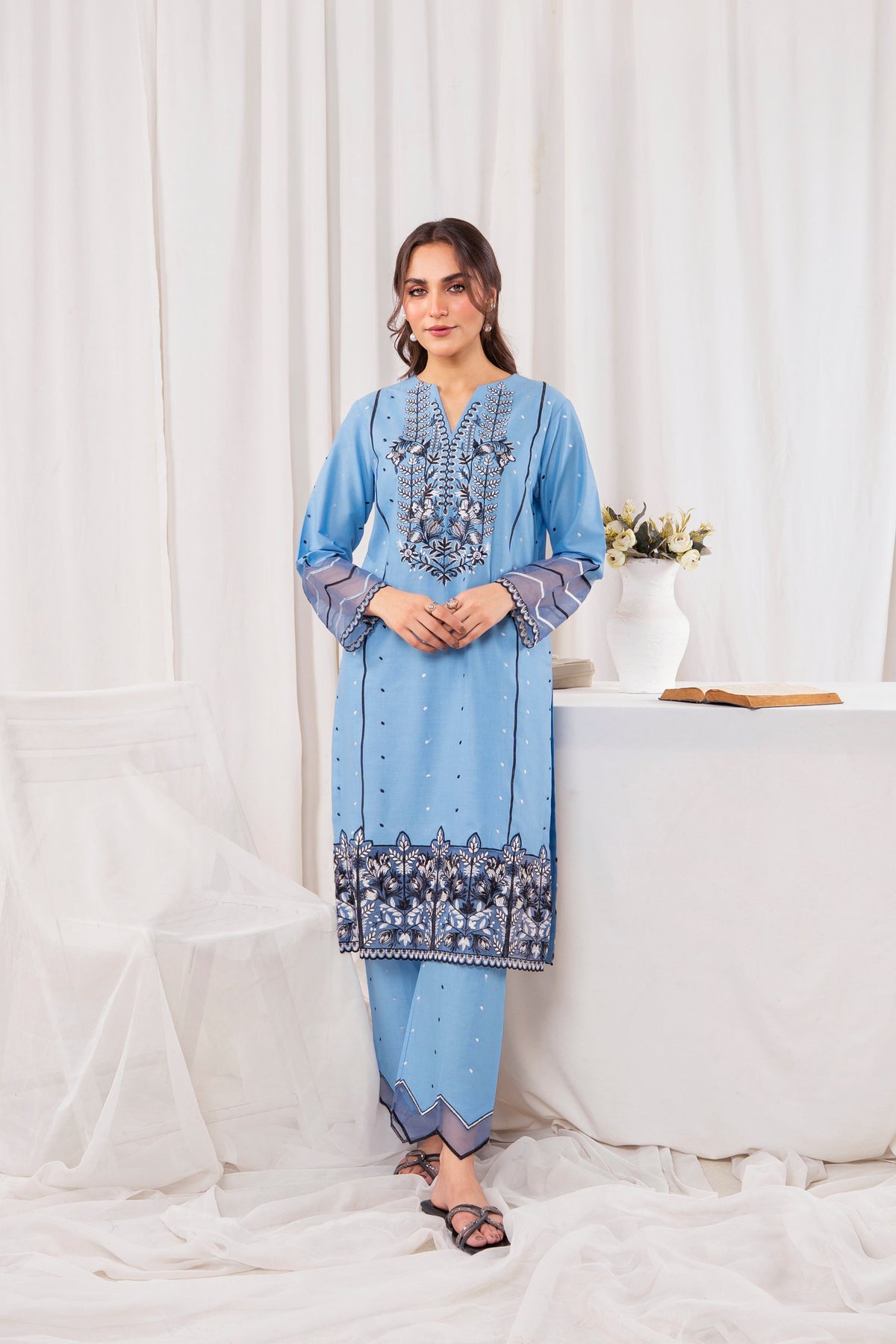 Zoya Zafar Stitched 2 Piece Cotton Collection'2025-Sky Summer