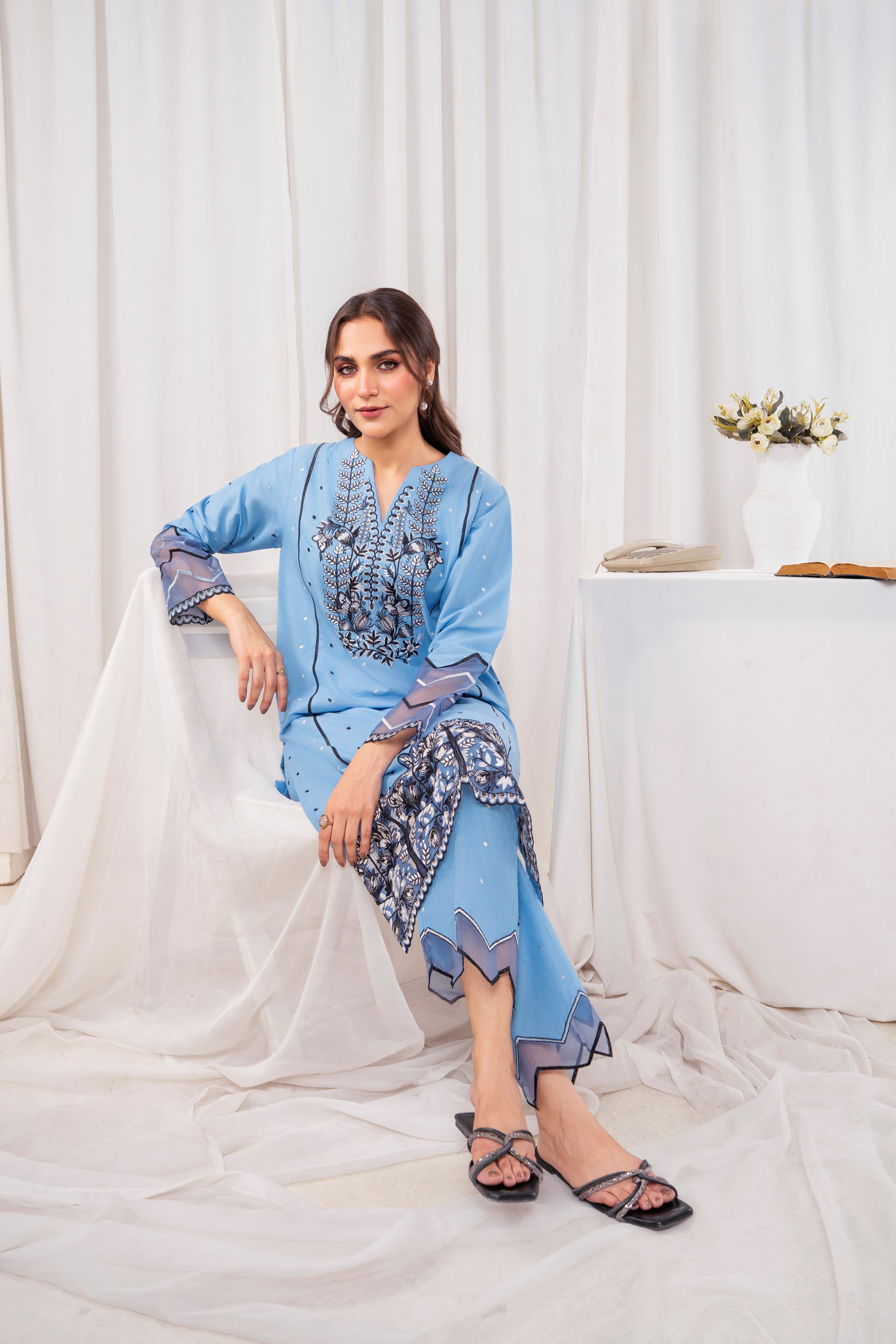 Zoya Zafar Stitched 2 Piece Cotton Collection'2025-Sky Summer
