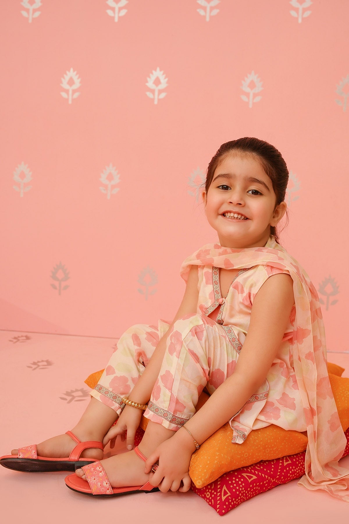 Cotton Silk Printed 3 Pc Suit - Wear Ochre