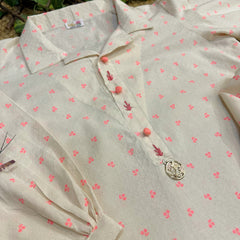 Hiba Fashion Off-white and pink mommy and me set-(TWM-001)-(1 PC)