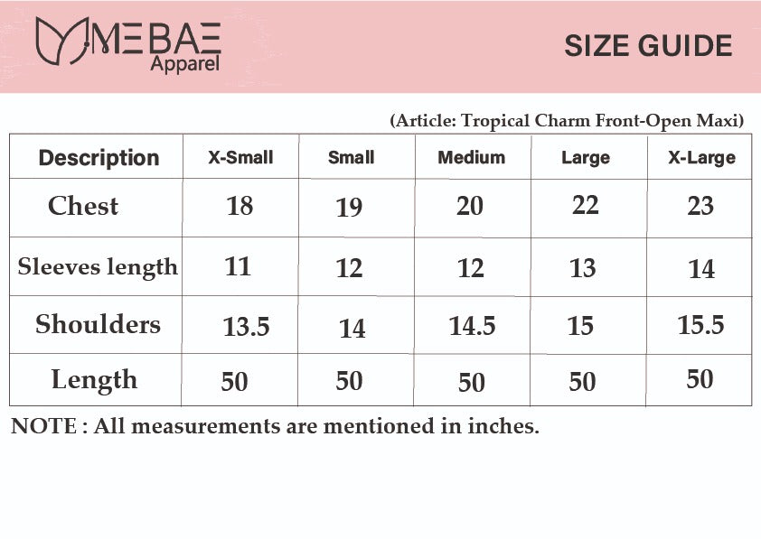MeBae Stitched Frock Collection-Tropical Charm Front-Open Maxi