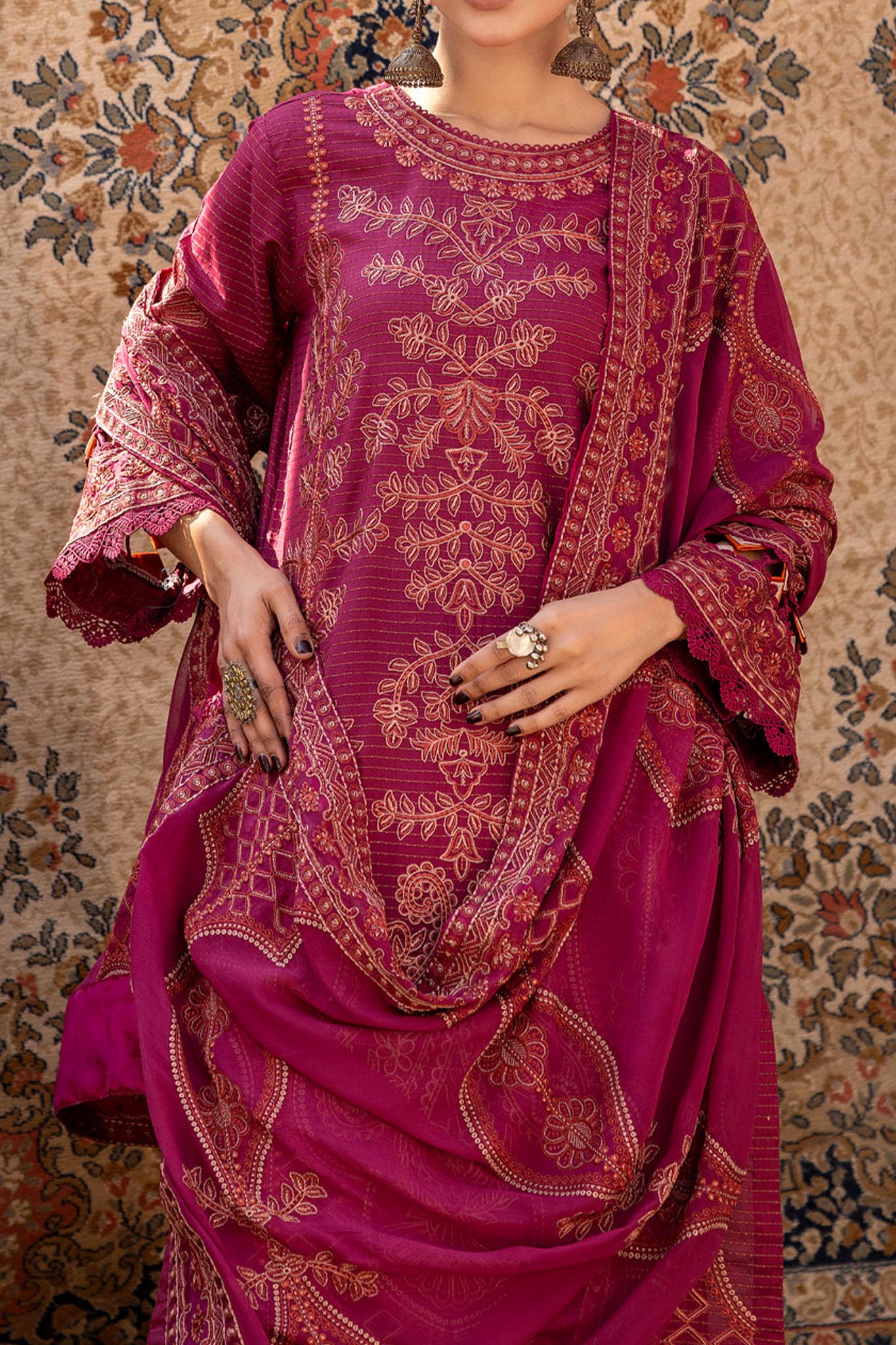 Ulfat By Johra Unstitched 3 Piece Emb Banarsi Jacquard Lawn Collection'2024-JH-253