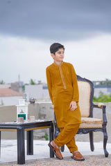 Real Image Kids Kurta Shalwar Collection-KS-479 Slim Fit Mustard
