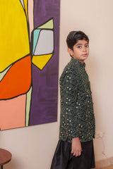 Real Image Kids Waist Coat Collection'2025-OKPC-024 Smart Fit Green