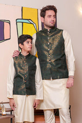 Real Image Kids Waist Coat Collection'2025-OKW-048 Smart Fit Dark Green