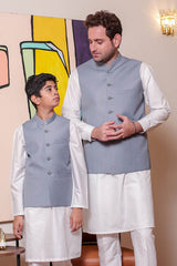 Real Image Kids Waist Coat Collection'2025-OKW-039 Smart Fit Ash Grey