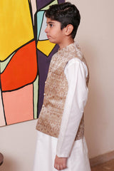 Real Image Kids Waist Coat Collection'2025-KWP-133 Smart Fit Coffee