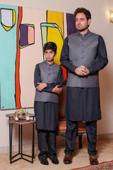 Real Image Kids Waist Coat Collection'2025-OKW-029 Smart Fit Grey