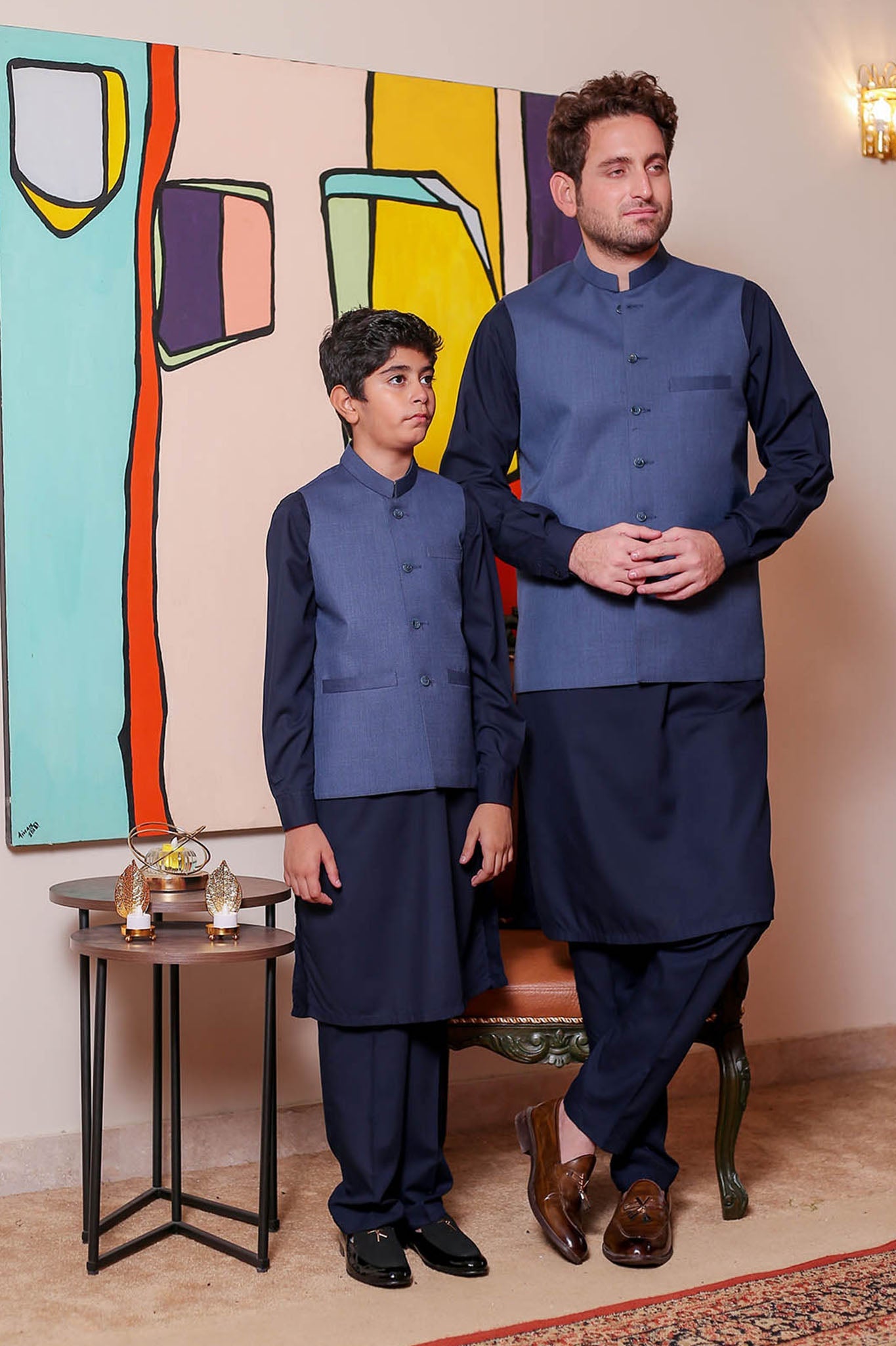 Real Image Kids Waist Coat Collection'2025-OKW-033 Smart Fit Blue
