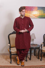 Real Image Mens Kurta Shalwar Collection'2025-D - 489 Maroon
