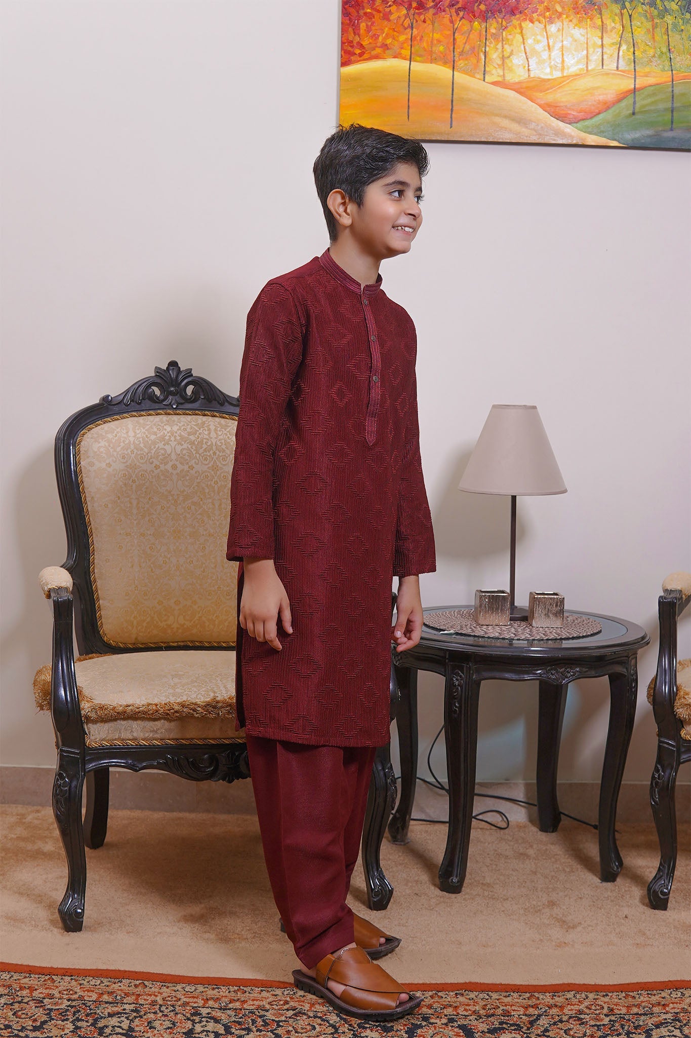 Real Image Kids Kurta Shalwar Collection-KS-489 Slim Fit Maroon