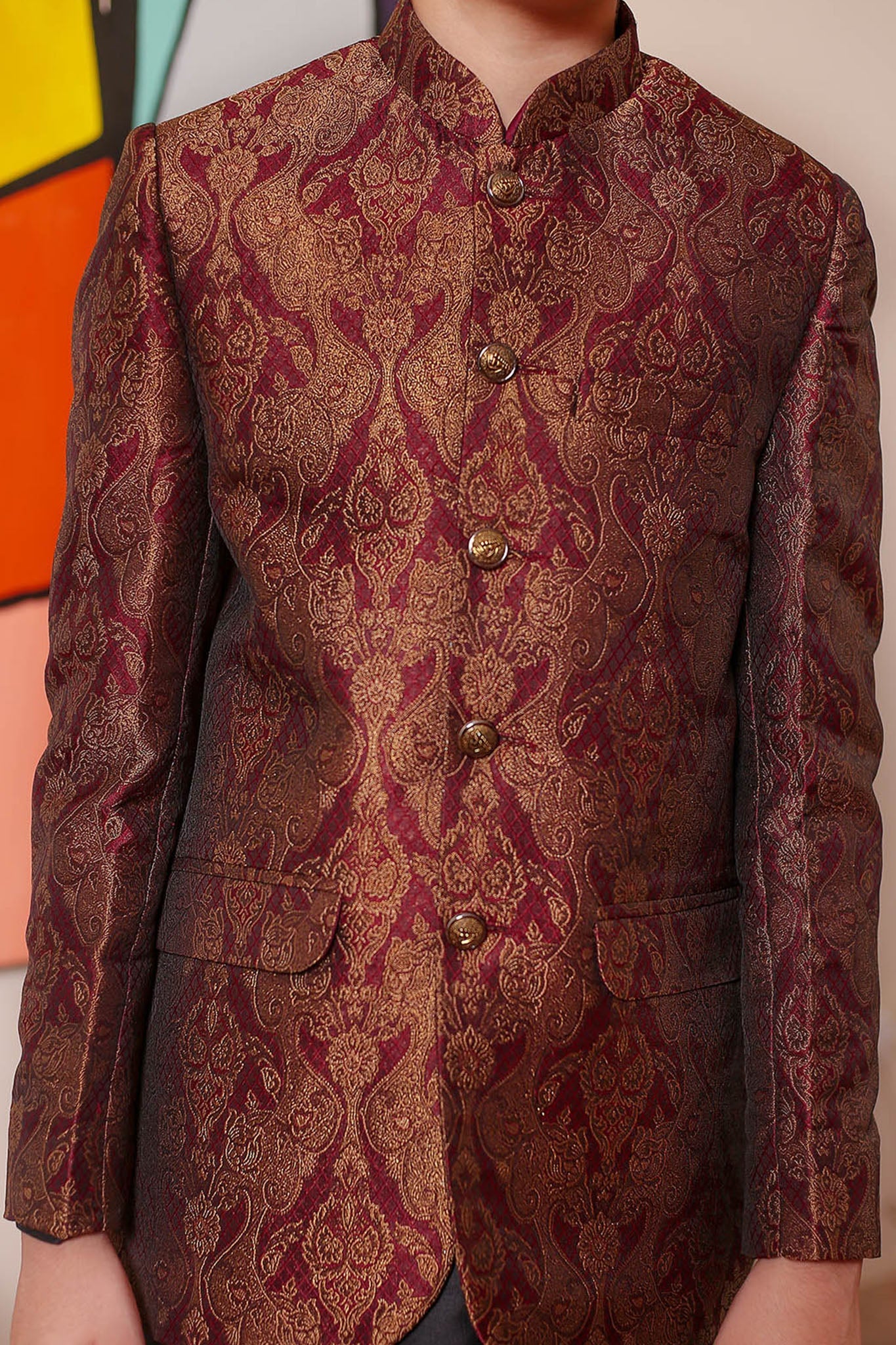 Real Image Kids Waist Coat Collection'2025-OKPC-020 Smart Fit Maroon