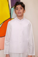 Real Image Kids Waist Coat Collection'2025-OKW-025 Smart Fit Off White