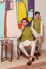Real Image Kids Waist Coat Collection'2025-OKW-050 Smart Fit Green