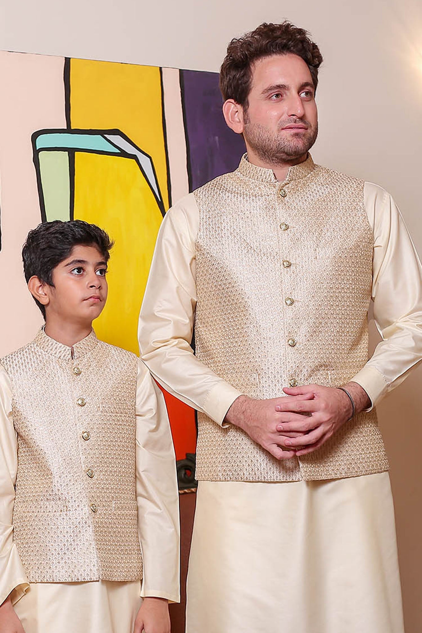 Real Image Kids Waist Coat Collection'2025-OKW-049 Smart Fit Gold