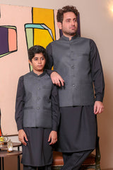 Real Image Kids Waist Coat Collection'2025-OKW-028 Smart Fit Grey