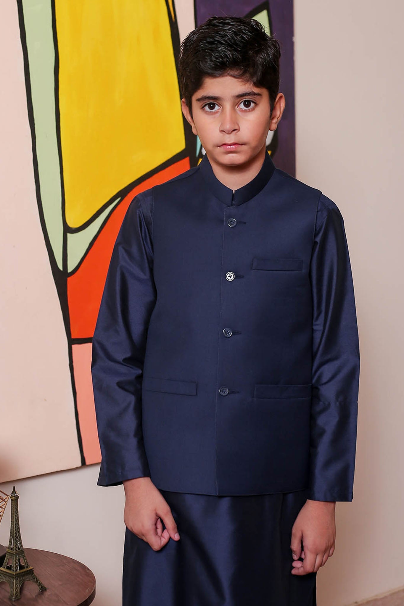 Real Image Kids Waist Coat Collection'2025-OKW-031 Smart Fit Blue