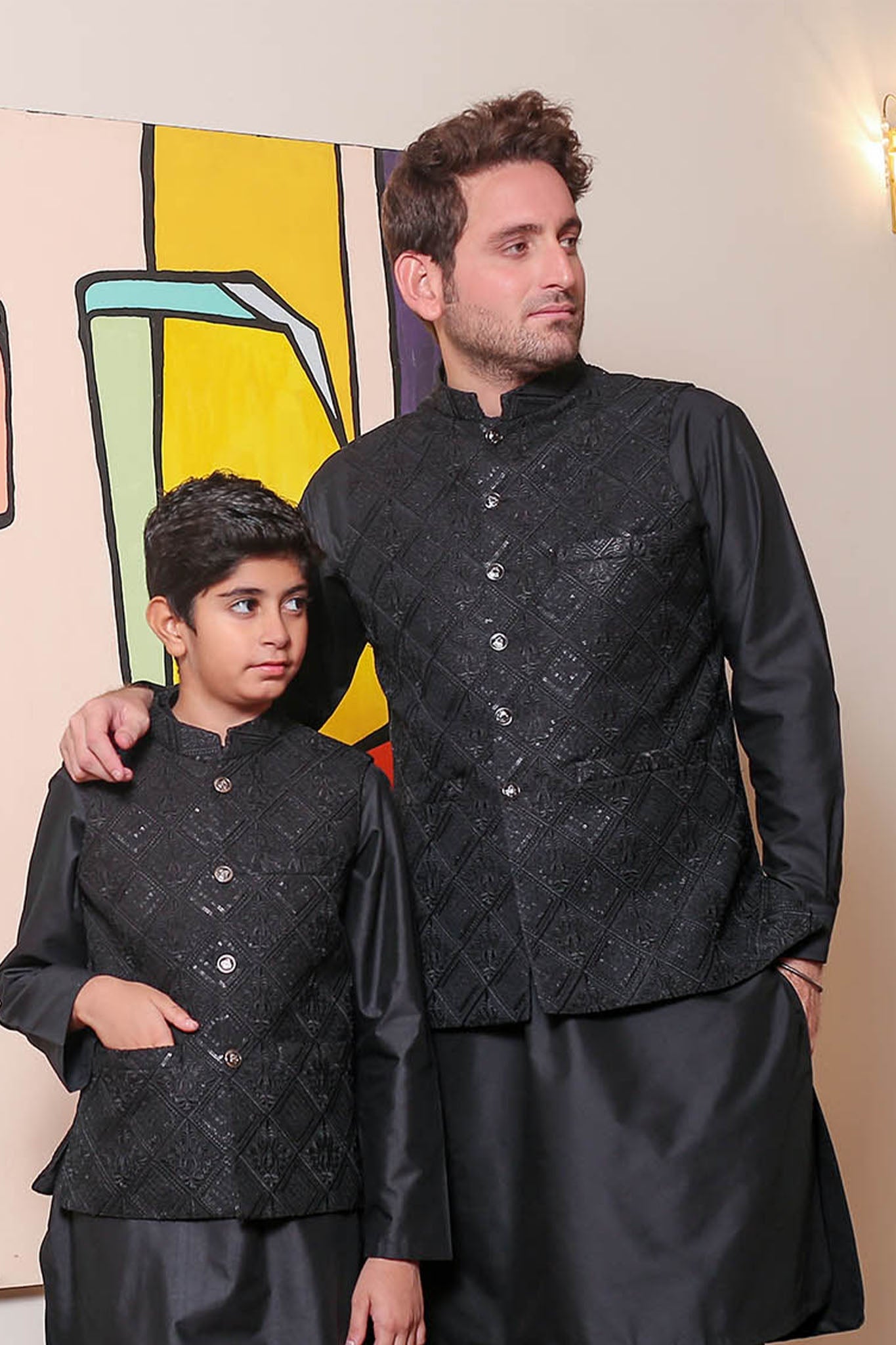 Real Image Kids Waist Coat Collection'2025-OKW-044 Smart Fit Black